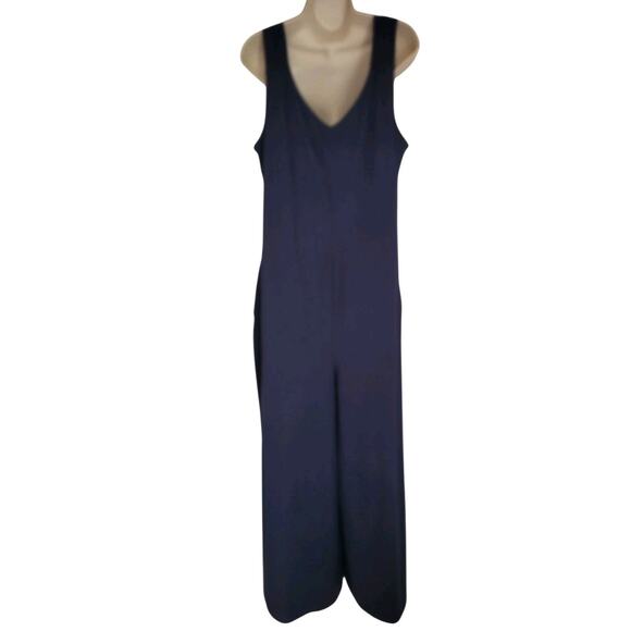 Cuddl Duds Oxford Navy Flexwear Wide Leg Jumpsuit | Women’s Large - Picture 4 of 12